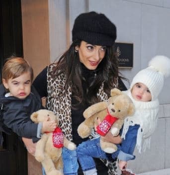 Alexander Clooney and Ella Clooney and Amal Alamuddin